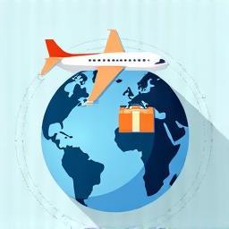 Icône d’avion transportant un colis autour du globe