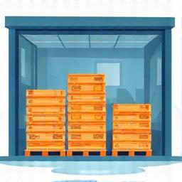 Icône représentant des palettes dans un entrepôt logistique